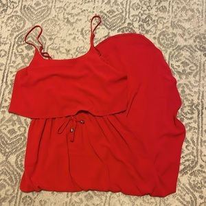 Red Spaghetti Strap Midi Dress
